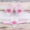 BalleenShiny 3PCS Flower Headband Baby Girls Barefoot Sandals Hair Foot Accessories Elastic Fashion Foot Decoration Kids Gift - tykonic