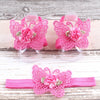 BalleenShiny 3PCS Flower Headband Baby Girls Barefoot Sandals Hair Foot Accessories Elastic Fashion Foot Decoration Kids Gift - tykonic